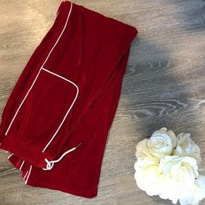 Red velvet pants